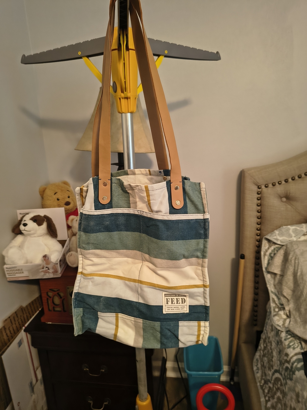 FEED Striped Cotton Tote in Blue, Cream & Green